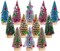 12Pcs Mini Christmas Trees Small Sisal Trees Mini Pine Trees (Multicolor) 4"D x 0.2"W x 2"H